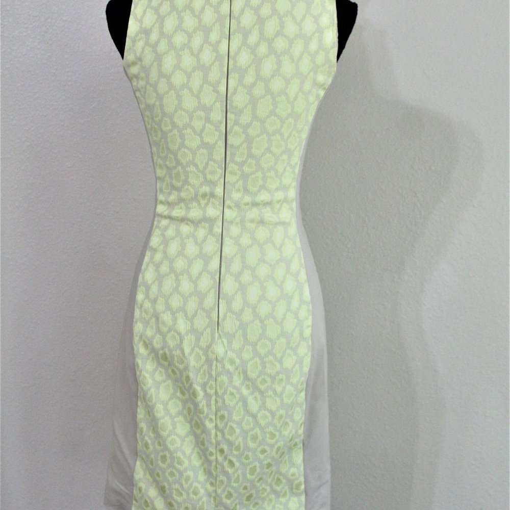 Belle Badgley Mischka Green/Taupe Leopard Sheath Dress (2) - Picture 6 of 7